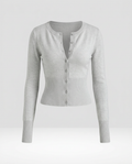 Saint-Tropez Ribbed Cardigan in Light Grey