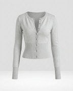 Saint-Tropez Ribbed Cardigan in Light Grey