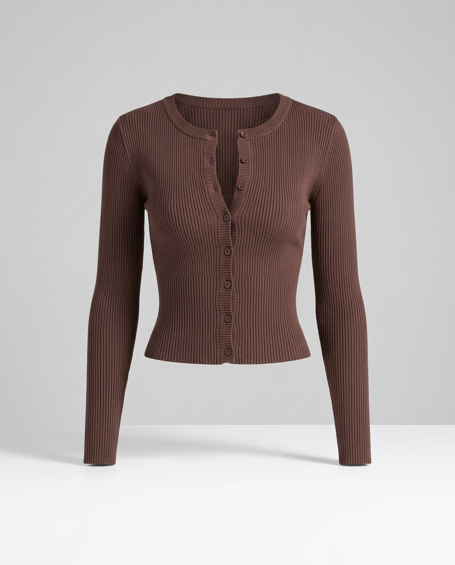 Saint-Tropez Ribbed Cardigan in Mocha