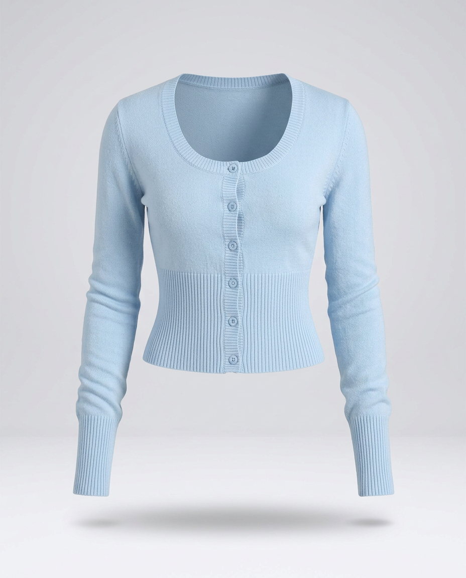 Saint-Tropez Ribbed Cardigan in Sky Blue