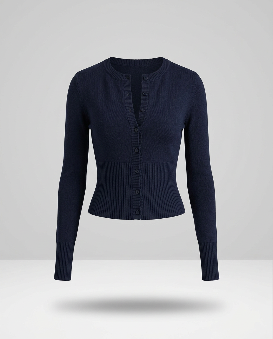 Saint-Tropez Ribbed Cardigan in Navy