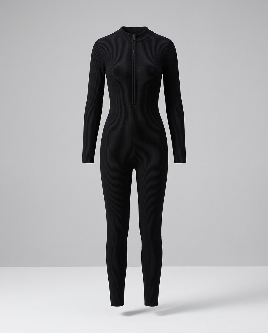 Aspen Ribbed Jumpsuit in Black