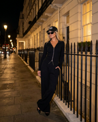 R3CEIVED Ensemble in Black on a London street at night