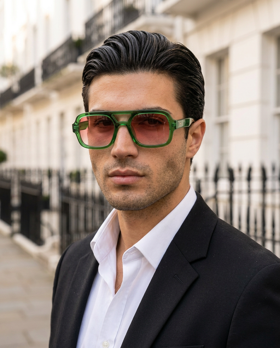London Sunglasses in Green Rose, men