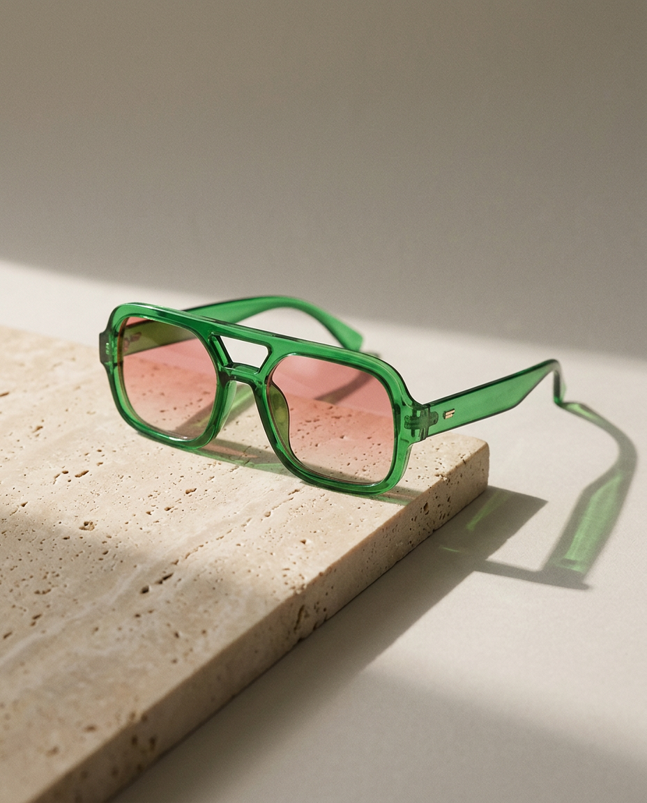 London Sunglasses in Green Rose