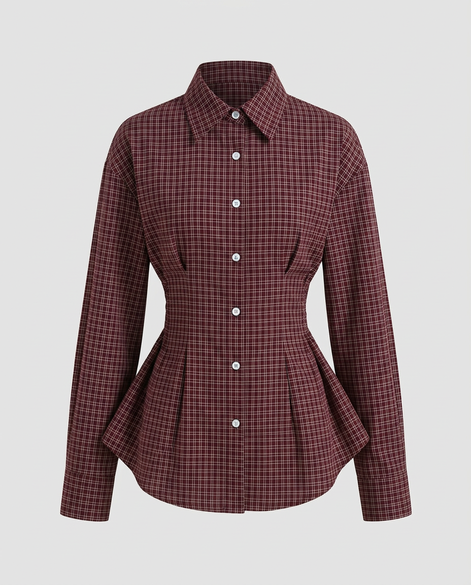 Margaux Shirt in Burgundy, studio