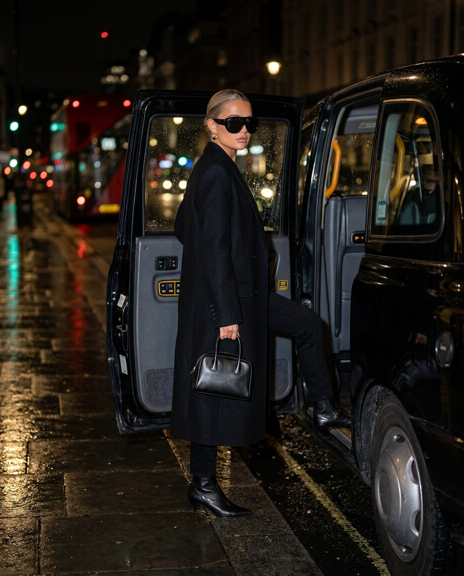 Mayfair Sunglasses in Black, London taxi editorial