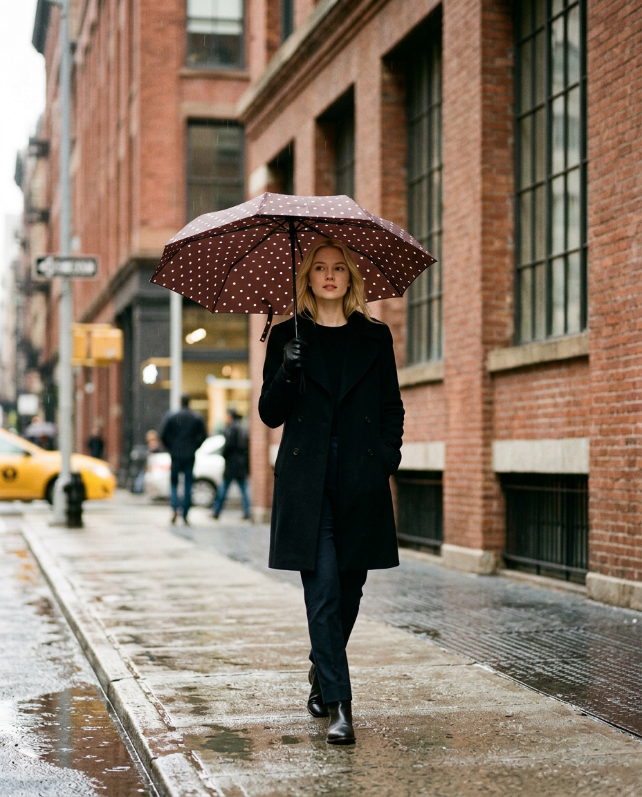 R3ceived Polka Dot Auto Umbrella Brown in New York