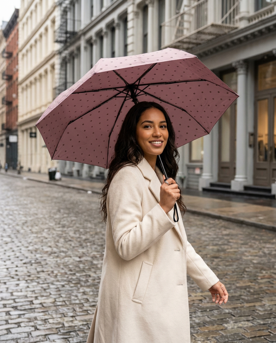 R3ceived Polka Dot Auto Umbrella Pink in New York