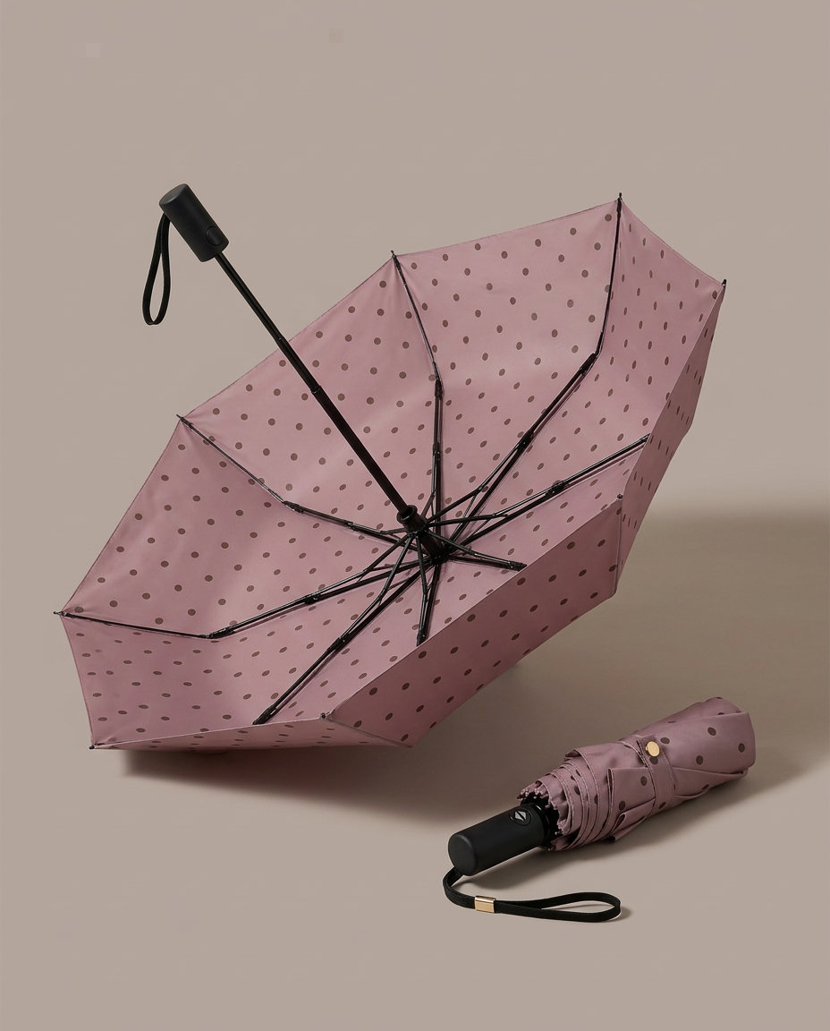 R3ceived Polka Dot Auto Umbrella Pink