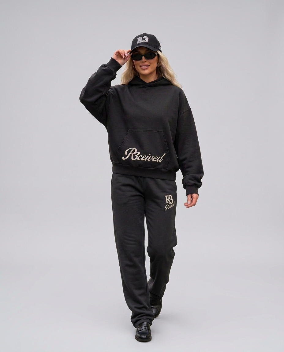 R3CEIVED Signature Hoodie in Black – women, studio