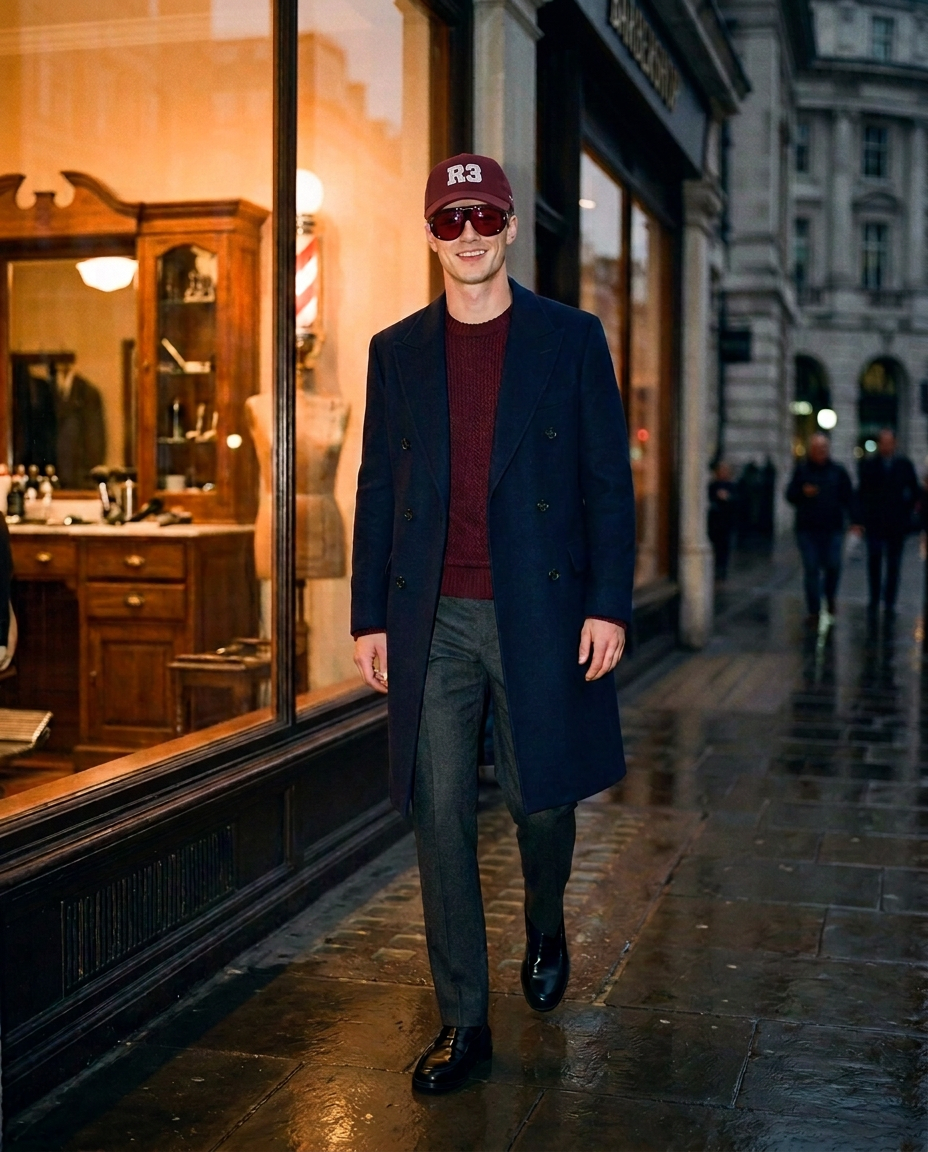 Soho Sunglasses in Burgundy, men, London night