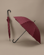 R3ceived Polka Dot Stick Umbrella Burgundy