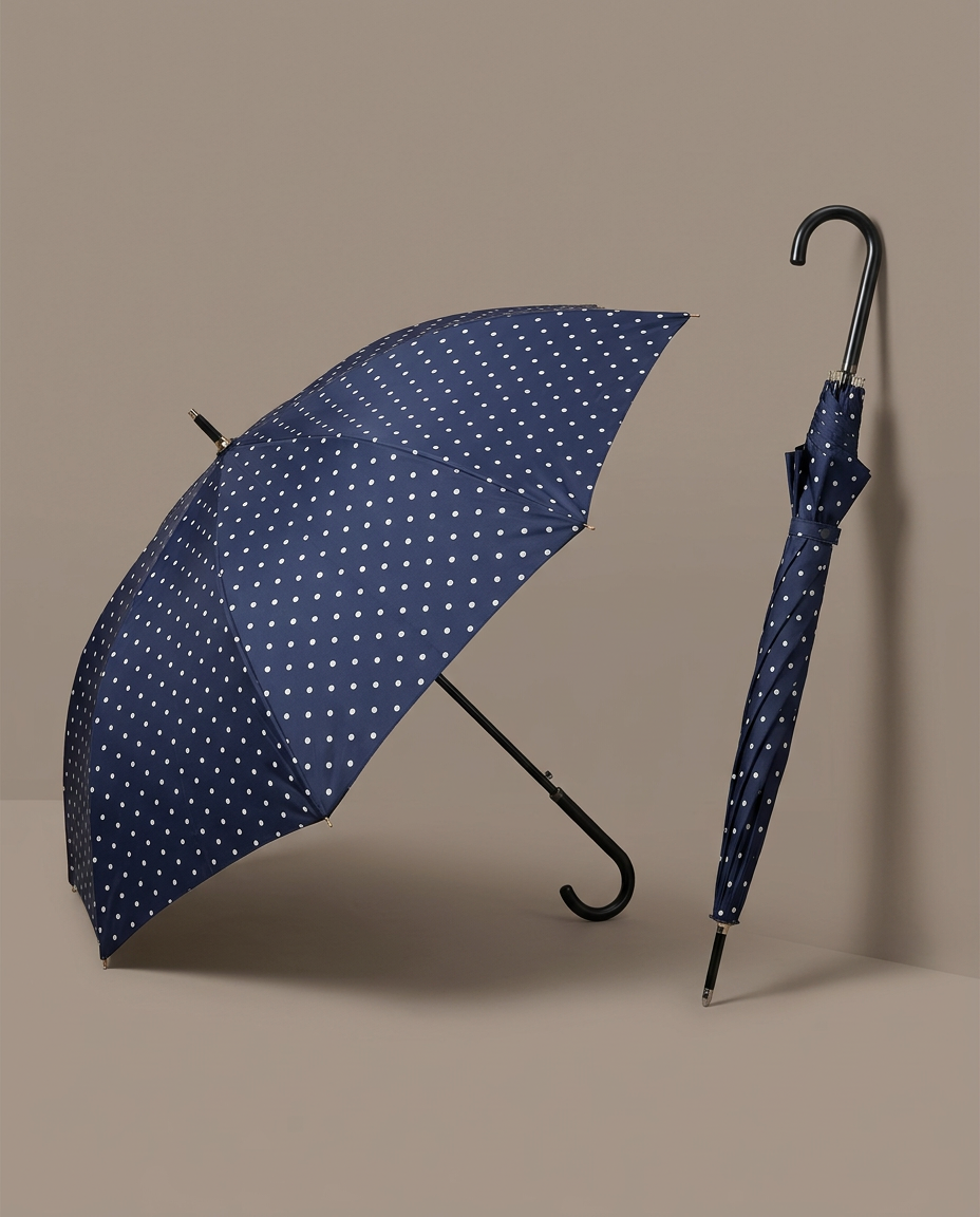 R3ceived Polka Dot Stick Umbrella Navy