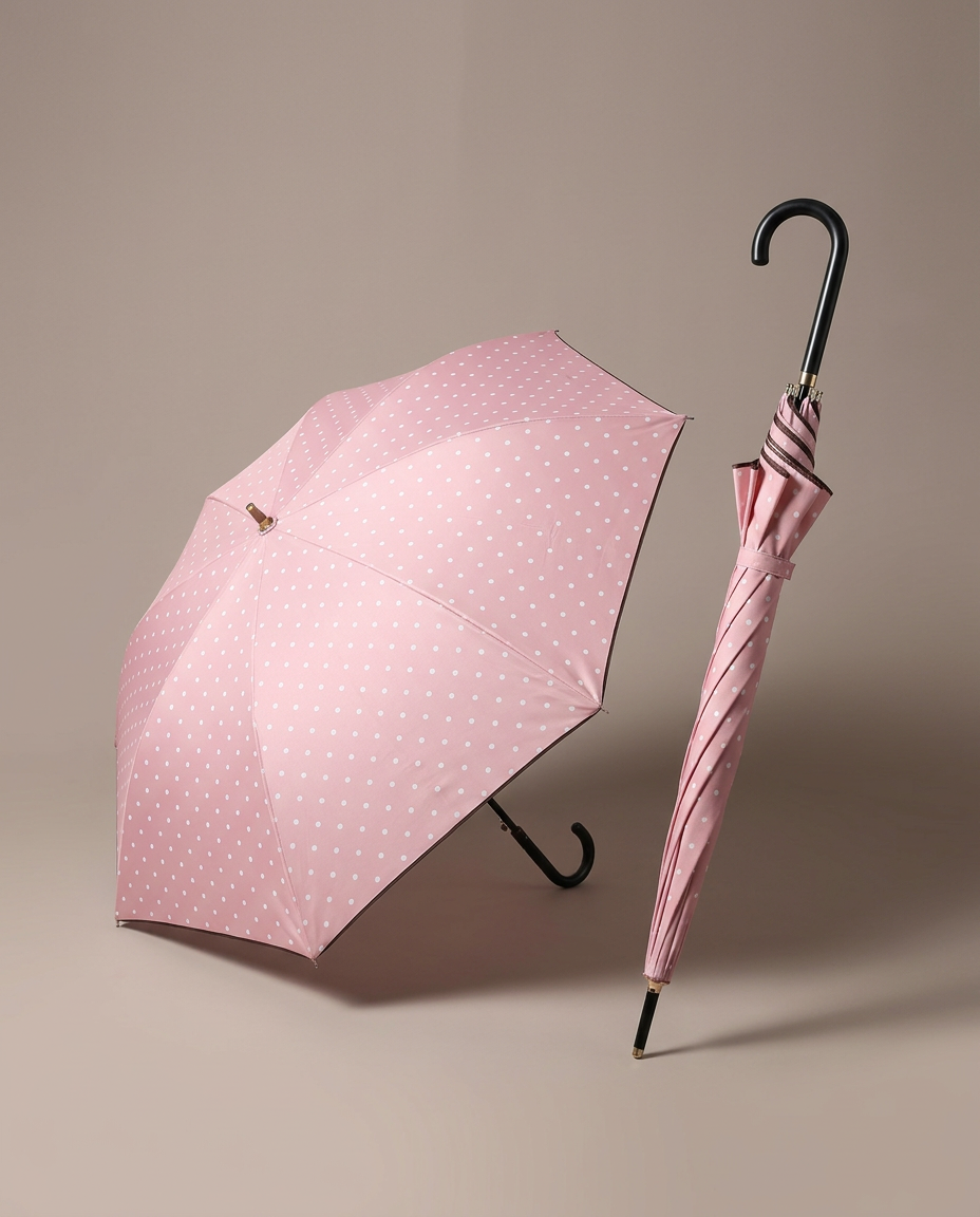 R3ceived Polka Dot Stick Umbrella Pink