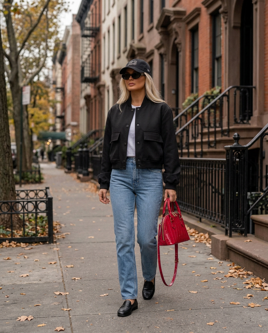 Tribeca Croc Dome Bag in Red