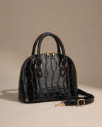 Tribeca Croc Dome Bag in Black