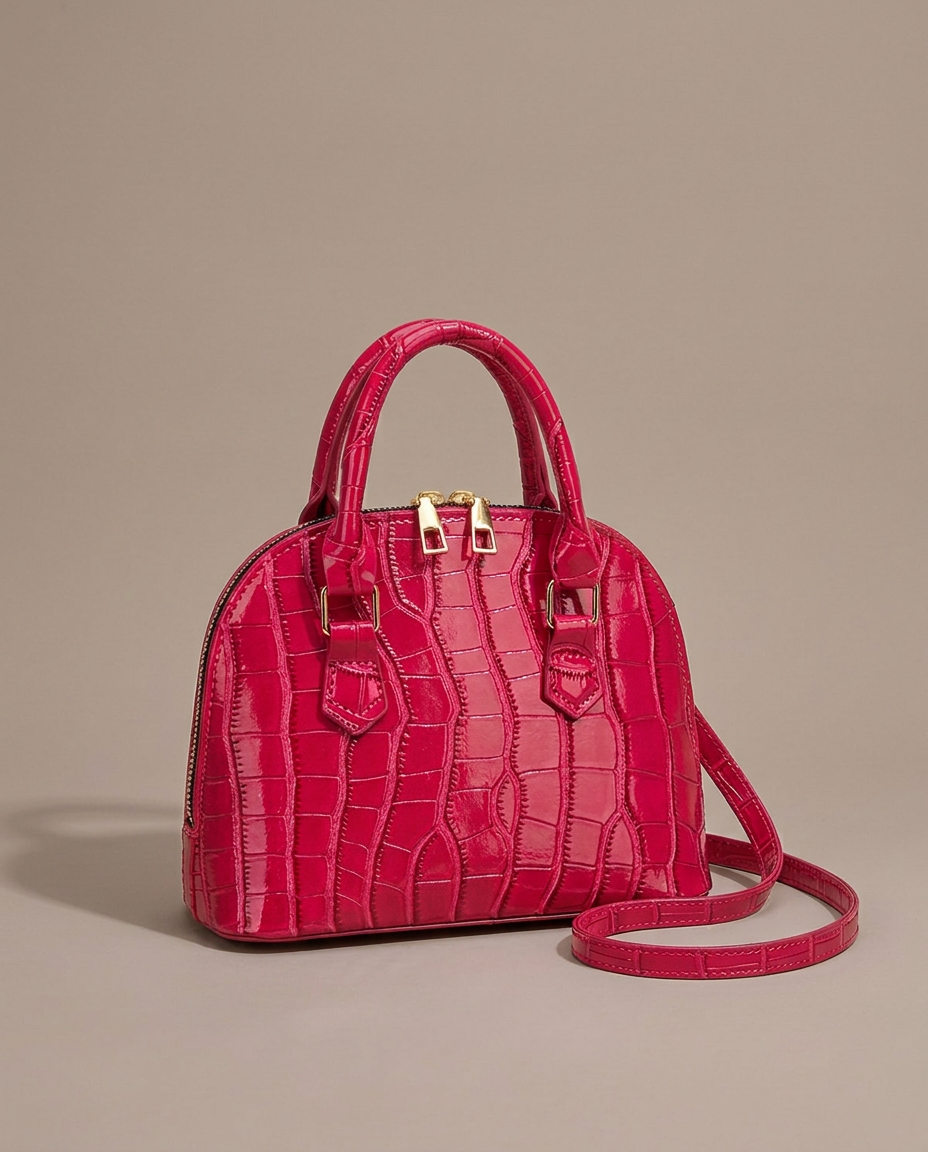 Tribeca Croc Dome Bag in Red