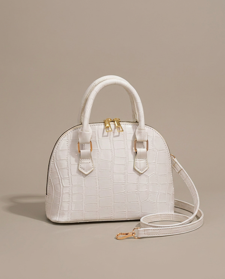 Tribeca Croc Dome Bag in White